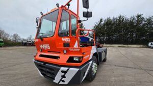 High-visibility WGG shunting tug ready for logistics yard operations in the UK