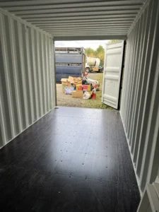 Open self storage container at William Gilder site in Cheltenham