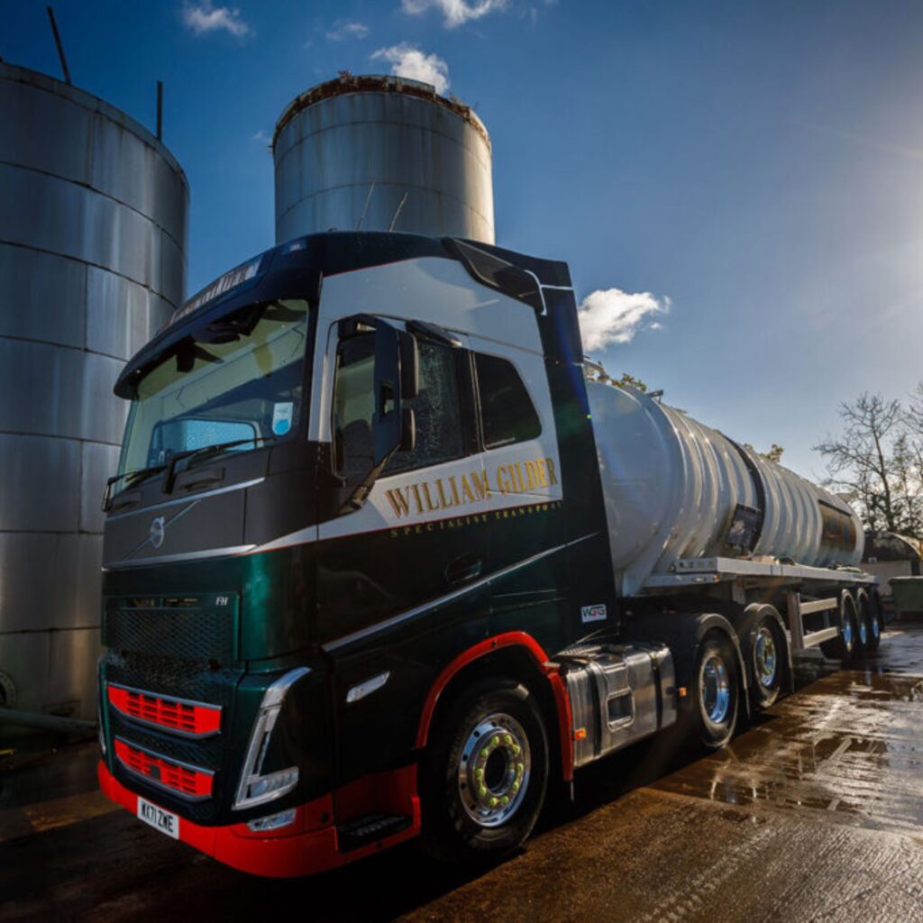 A tanker lorry on a sunny day