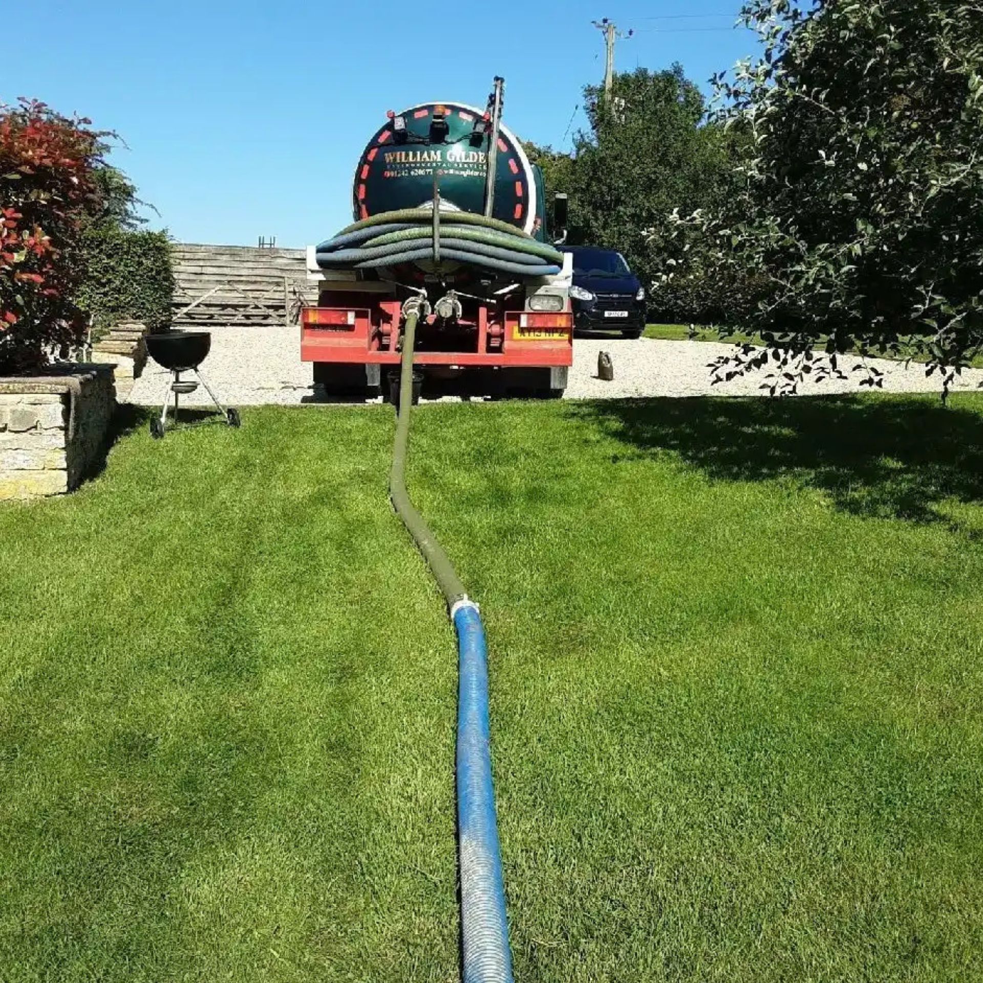 A domestic sewage removal lorry