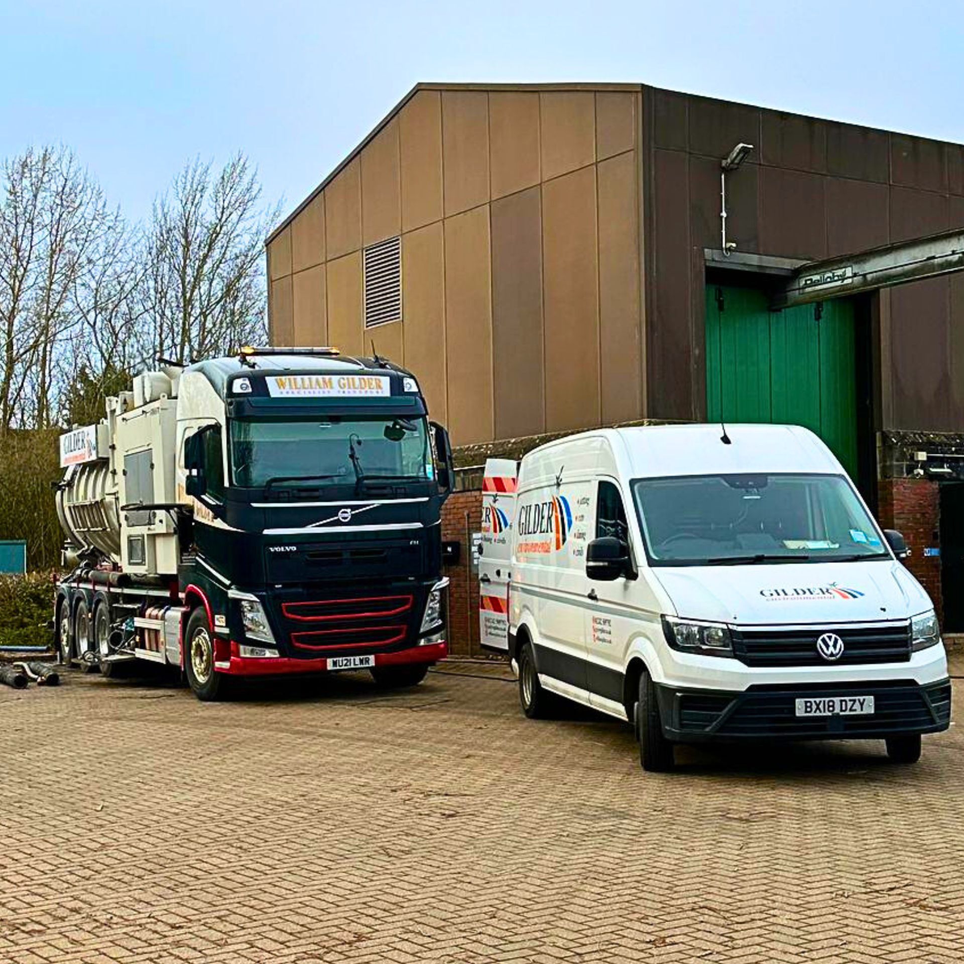 Lorry and van at a car park