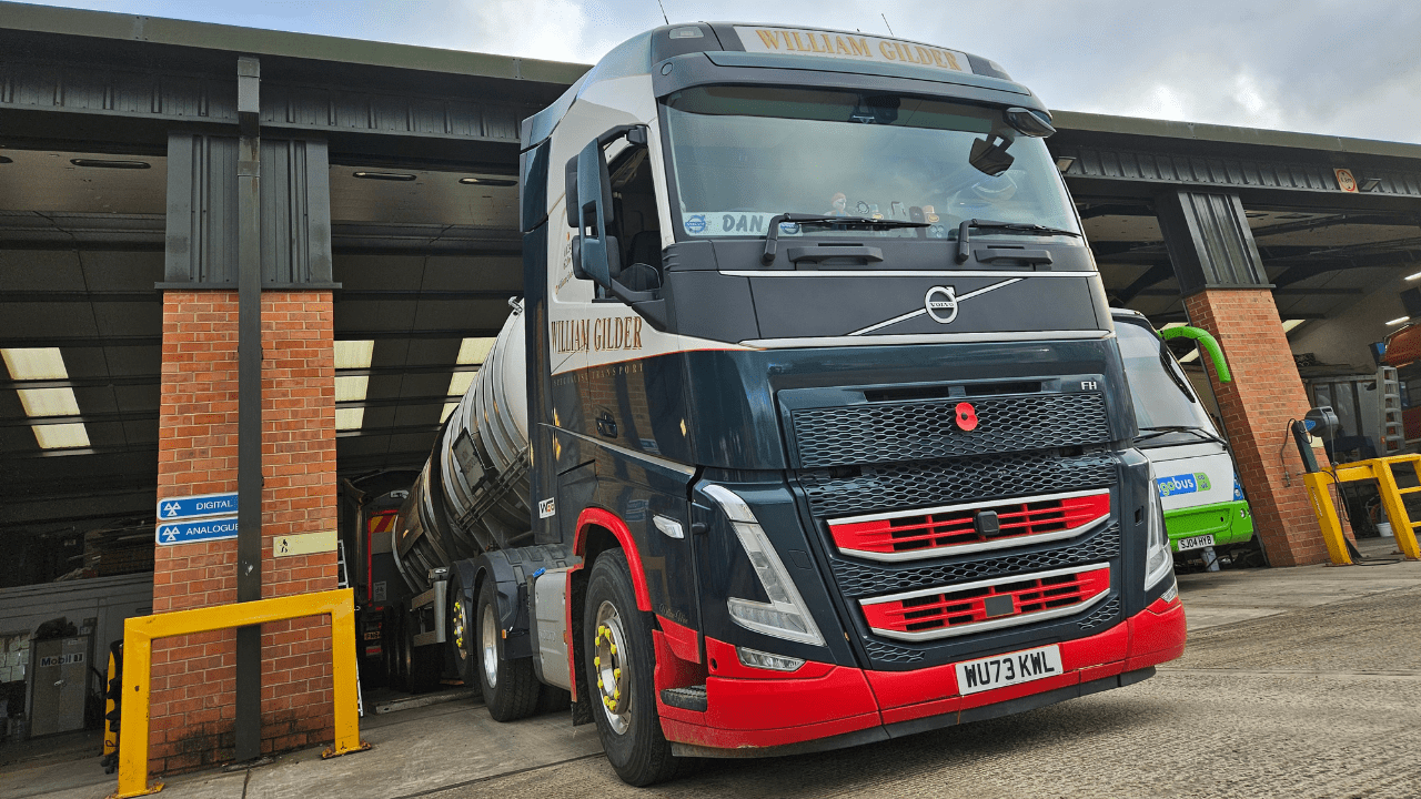 A new lorry in a garage