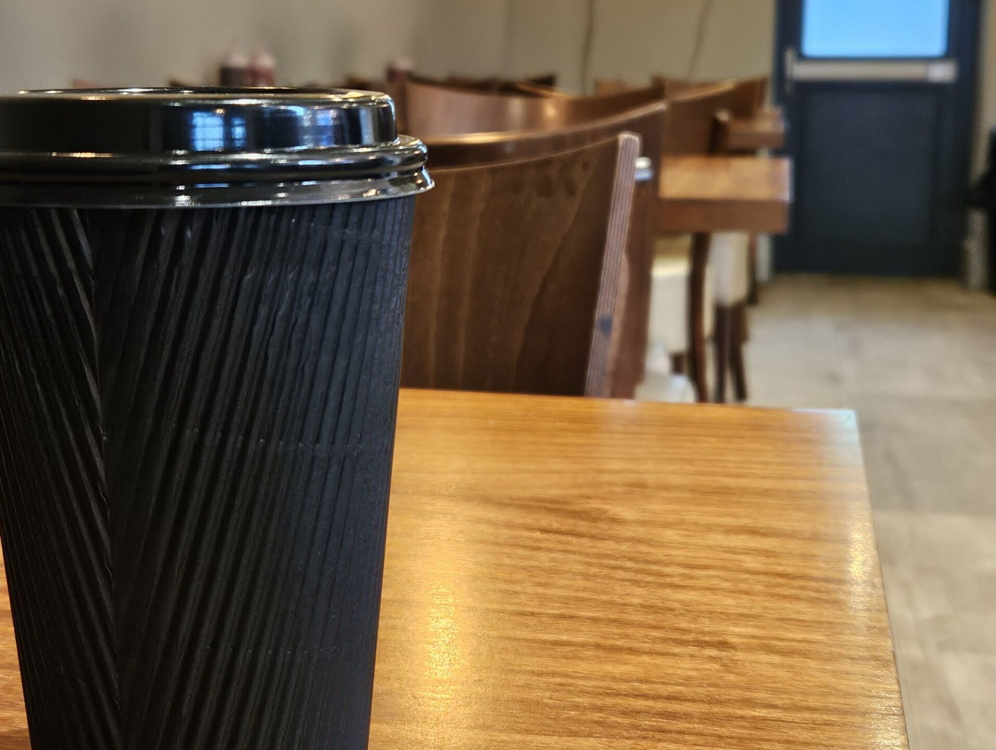 A coffee cup in a cafe