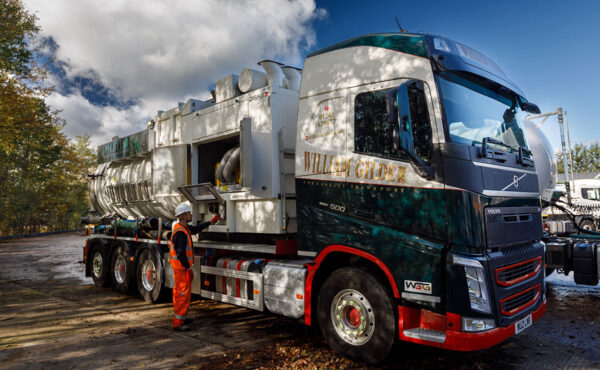 Side view of sewage lorry